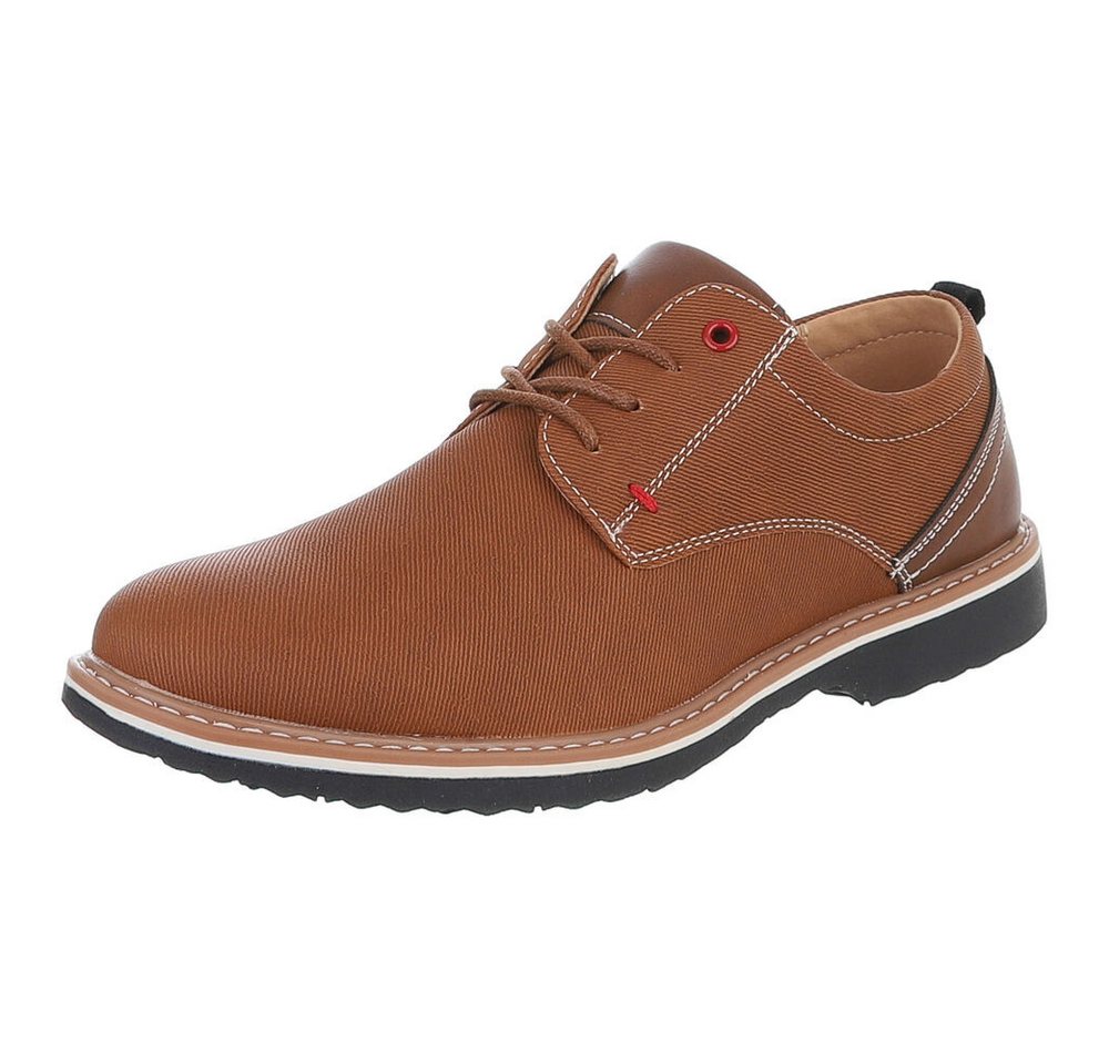 Coolwalk Herrenschnürschuh aus Textil mit Kontrastdetails Schnürschuh (91917734) Blockabsatz Schnürer in Camel