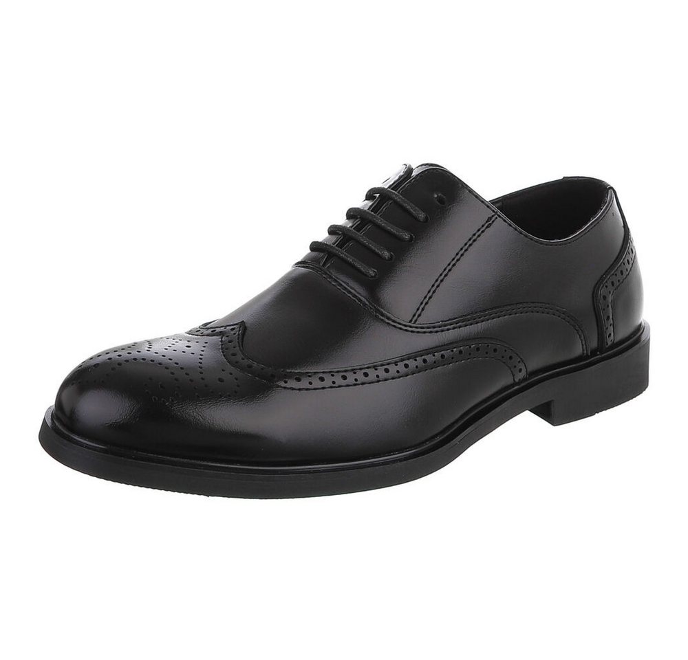 Coolwalk Herrenschnürschuh Derby mit Lochverzierung, elegant Schnürschuh (91977264) Blockabsatz Business-Schuhe in Schwarz