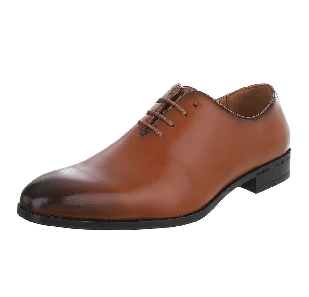 Coolwalk Herrenschnürschuh elegant in Leder-Optik Schnürschuh (91977314) Blockabsatz Business-Schuhe in Camel