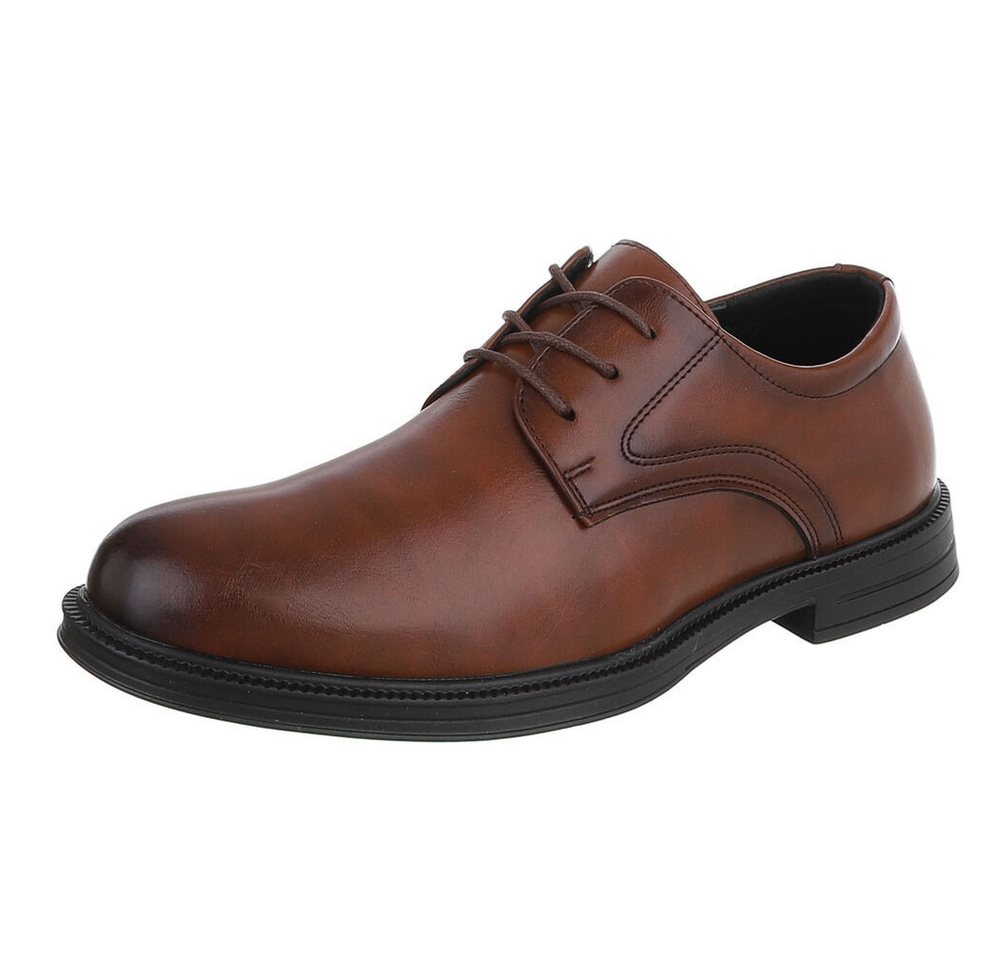 Coolwalk Herrenschnürschuh elegant in Lederoptik Schnürschuh (91917798) Blockabsatz Business-Schuhe in Camel