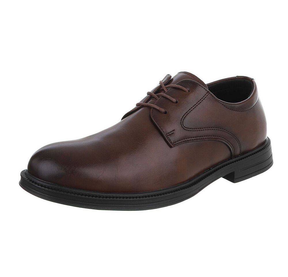 Coolwalk Herrenschnürschuh elegant in Lederoptik Schnürschuh (91917807) Blockabsatz Business-Schuhe in Braun