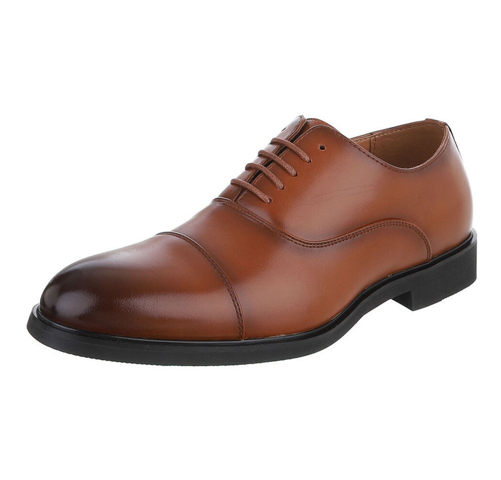 Coolwalk Herrenschnürschuh elegant mit Kappe und Schnürung Schnürschuh (91977244) Blockabsatz Business-Schuhe in Camel