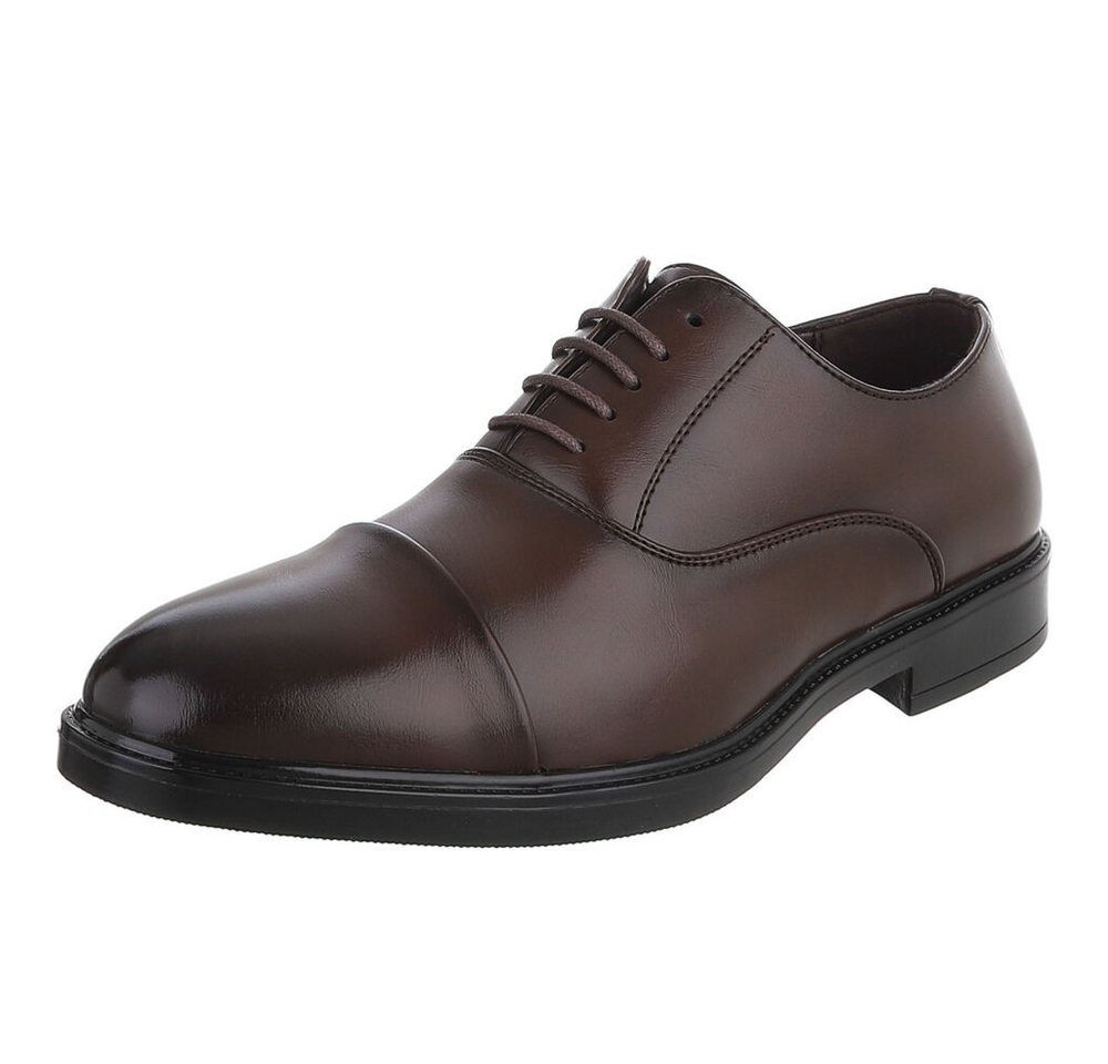 Coolwalk Herrenschnürschuh klassisch elegant für Business & Freizeit Schnürschuh (91977214) Blockabsatz Business-Schuhe in Braun