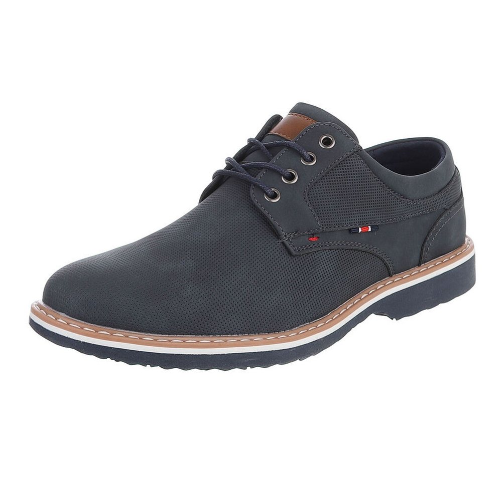 Coolwalk Herrenschnürschuh mit Profilsohle casual Schnürschuh (91917751) Blockabsatz Schnürer in Dunkelblau