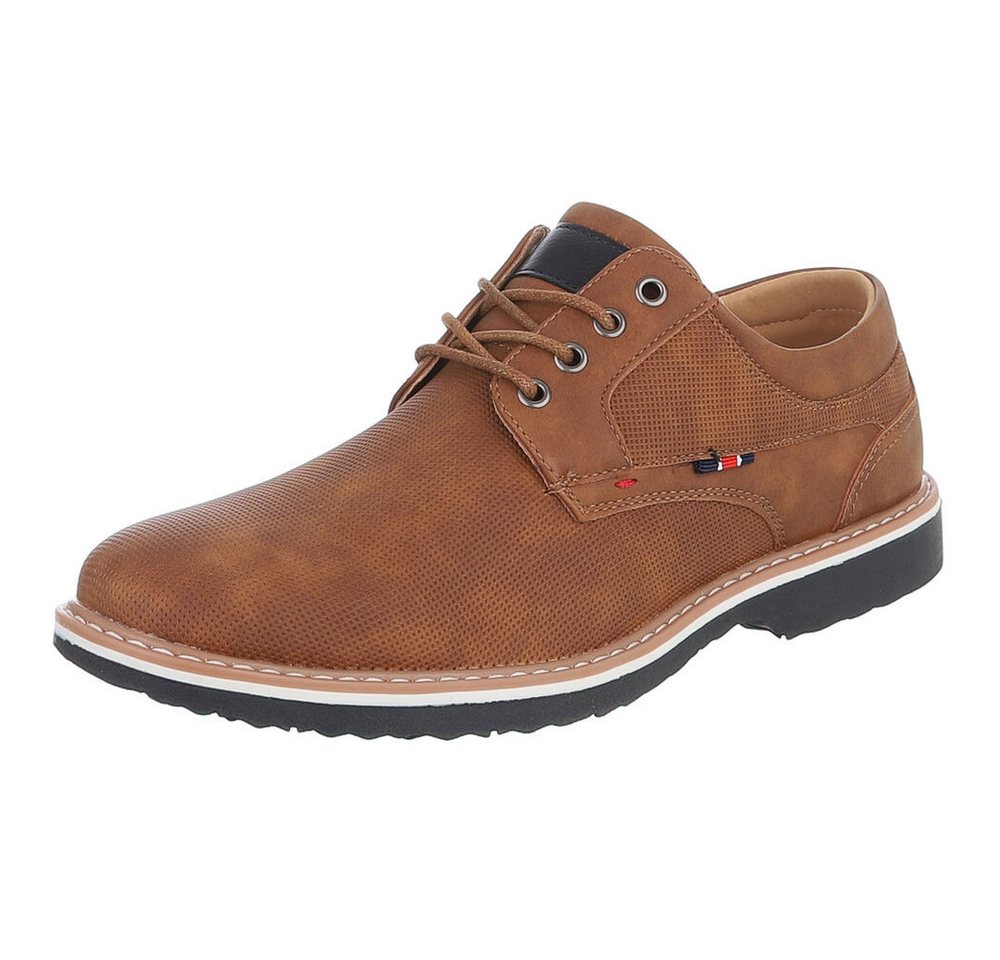 Coolwalk Herrenschnürschuh mit Profilsohle casual Schnürschuh (91917754) Blockabsatz Schnürer in Camel
