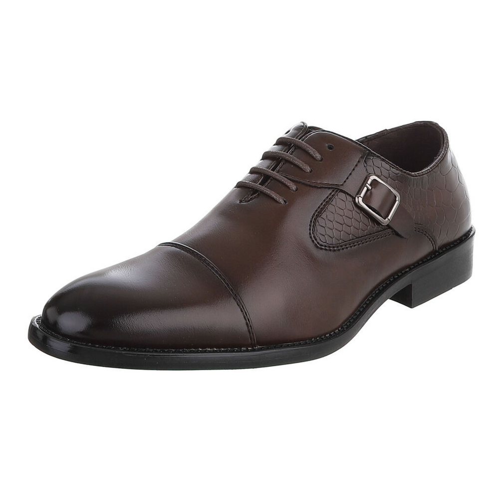 Coolwalk Herrenschnürschuh mit Zierschnalle in Lederoptik Schnürschuh (91977162) Blockabsatz Business-Schuhe in Braun