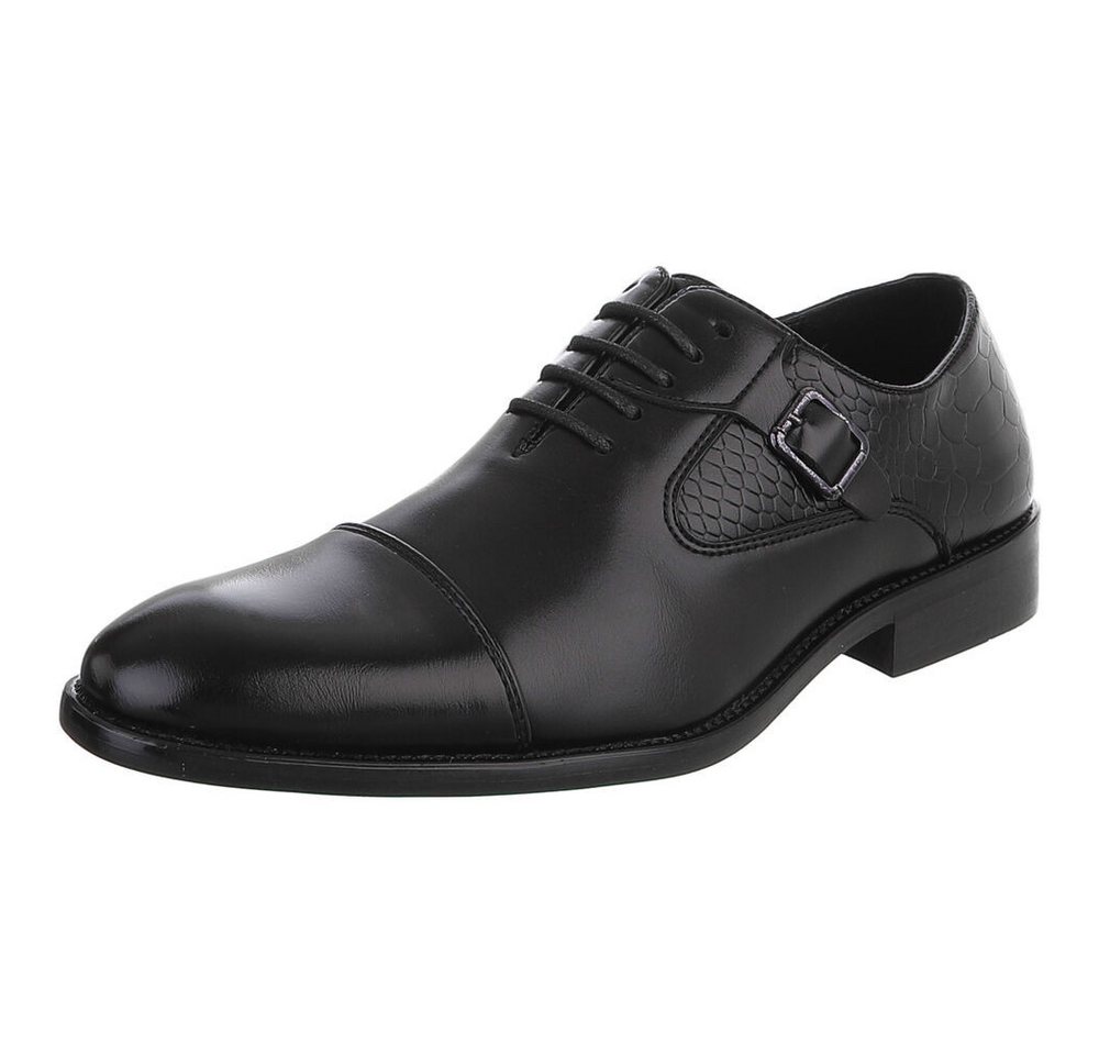 Coolwalk Herrenschnürschuh mit Zierschnalle in Lederoptik Schnürschuh (91977165) Blockabsatz Business-Schuhe in Schwarz