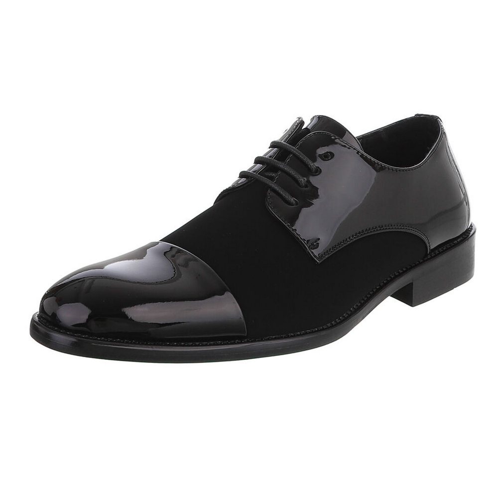 Coolwalk Herrenschuh Derby glänzend Schnürung elegant Freizeit Schnürschuh (91977175) Blockabsatz Business-Schuhe in Schwarz