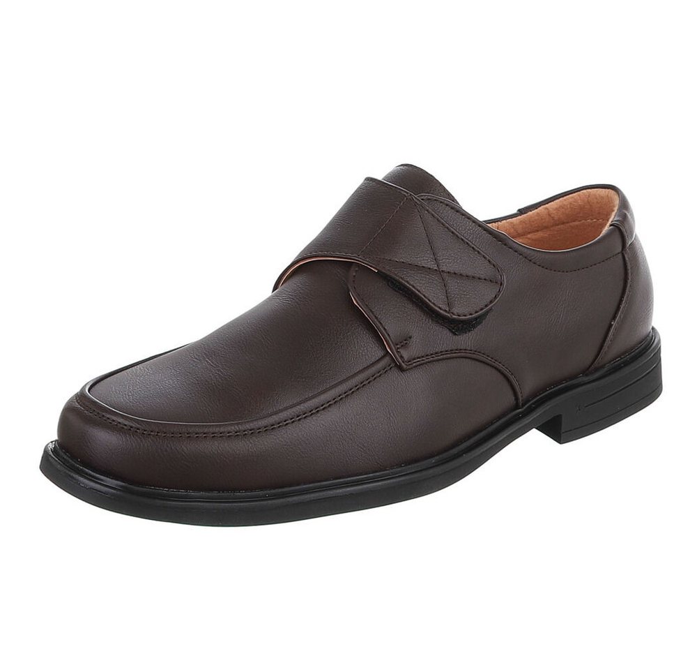 Coolwalk Herrenschuh Klettverschluss Leder-Optik Alltag Komfort Schnürschuh (91917787) Blockabsatz Halbschuhe in Braun
