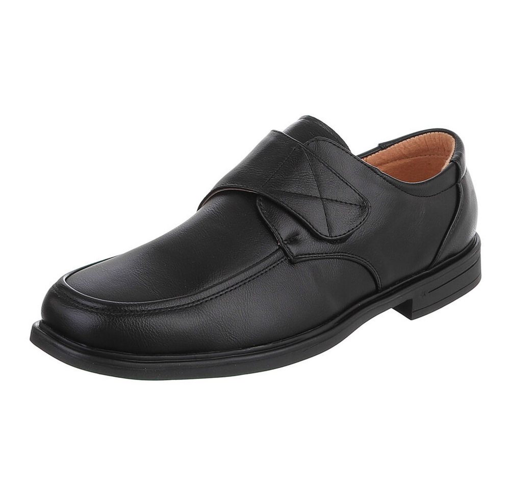 Coolwalk Herrenschuh Klettverschluss Leder-Optik Alltag Komfort Schnürschuh (91917791) Blockabsatz Halbschuhe in Schwarz