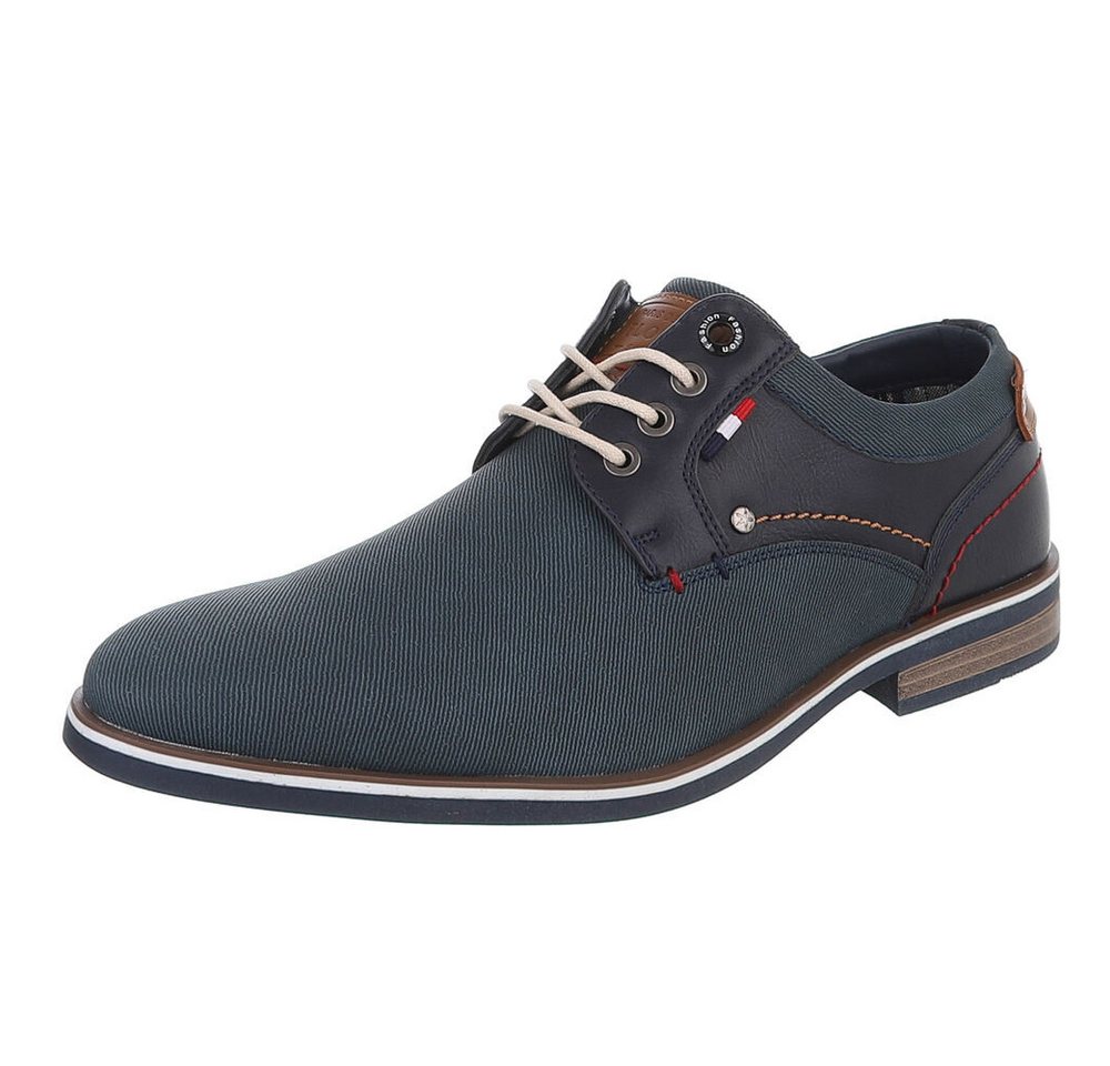 Coolwalk Herrenschuh Schnürer Casual aus Textil und Synthetik Schnürschuh (91917925) Blockabsatz Schnürer in Dunkelblau