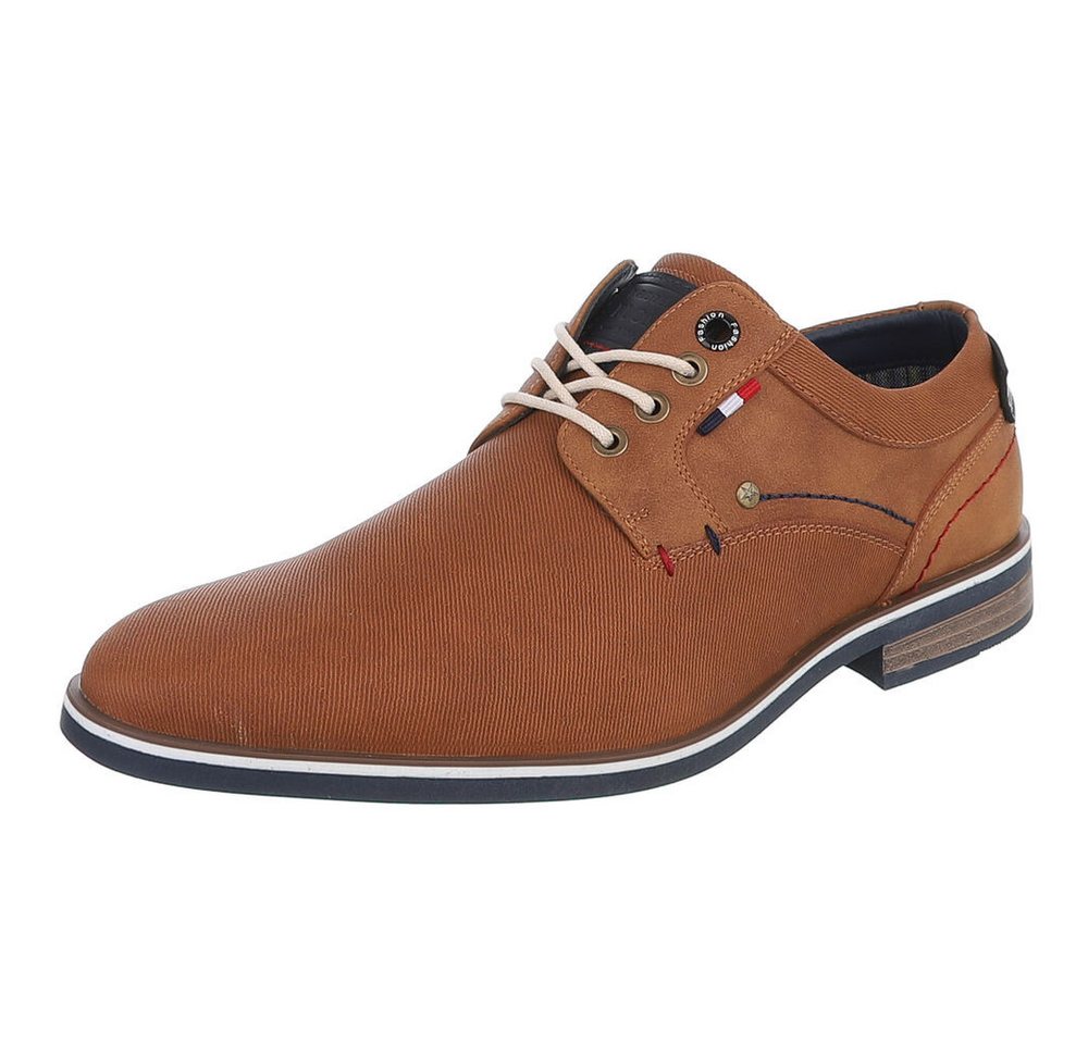 Coolwalk Herrenschuh Schnürer Casual aus Textil und Synthetik Schnürschuh (91917929) Blockabsatz Schnürer in Camel