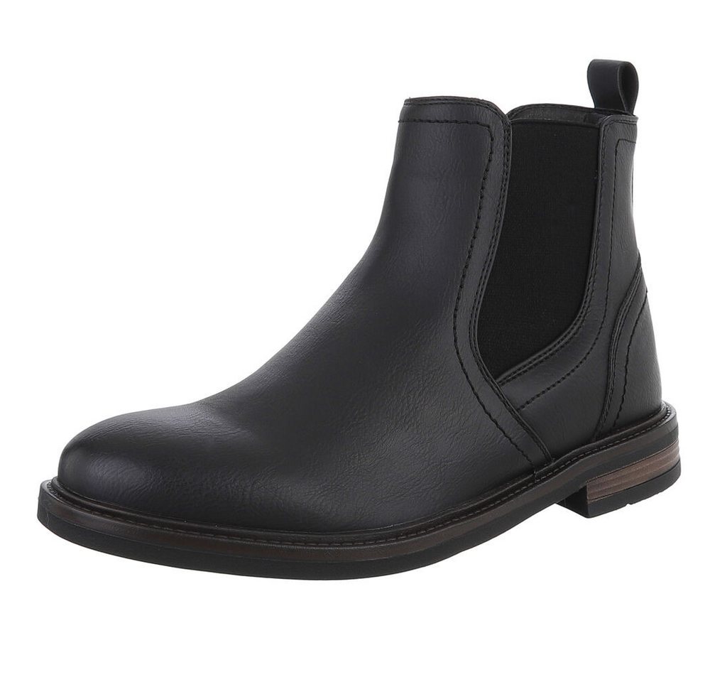 Coolwalk Stilvoller Herrenschuh mit elastischen Einsätzen für Alltag Stiefelette (90503748) Blockabsatz Boots in Schwarz