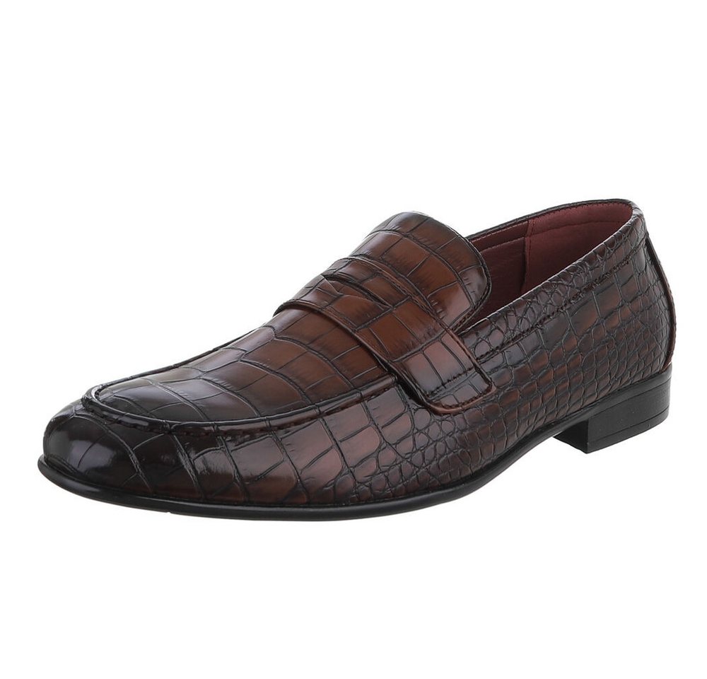 Coolwalk Stilvoller Herrenschuh mit Kroko-Prägung für Alltag Slipper (90625189) Blockabsatz Business-Schuhe in Braun