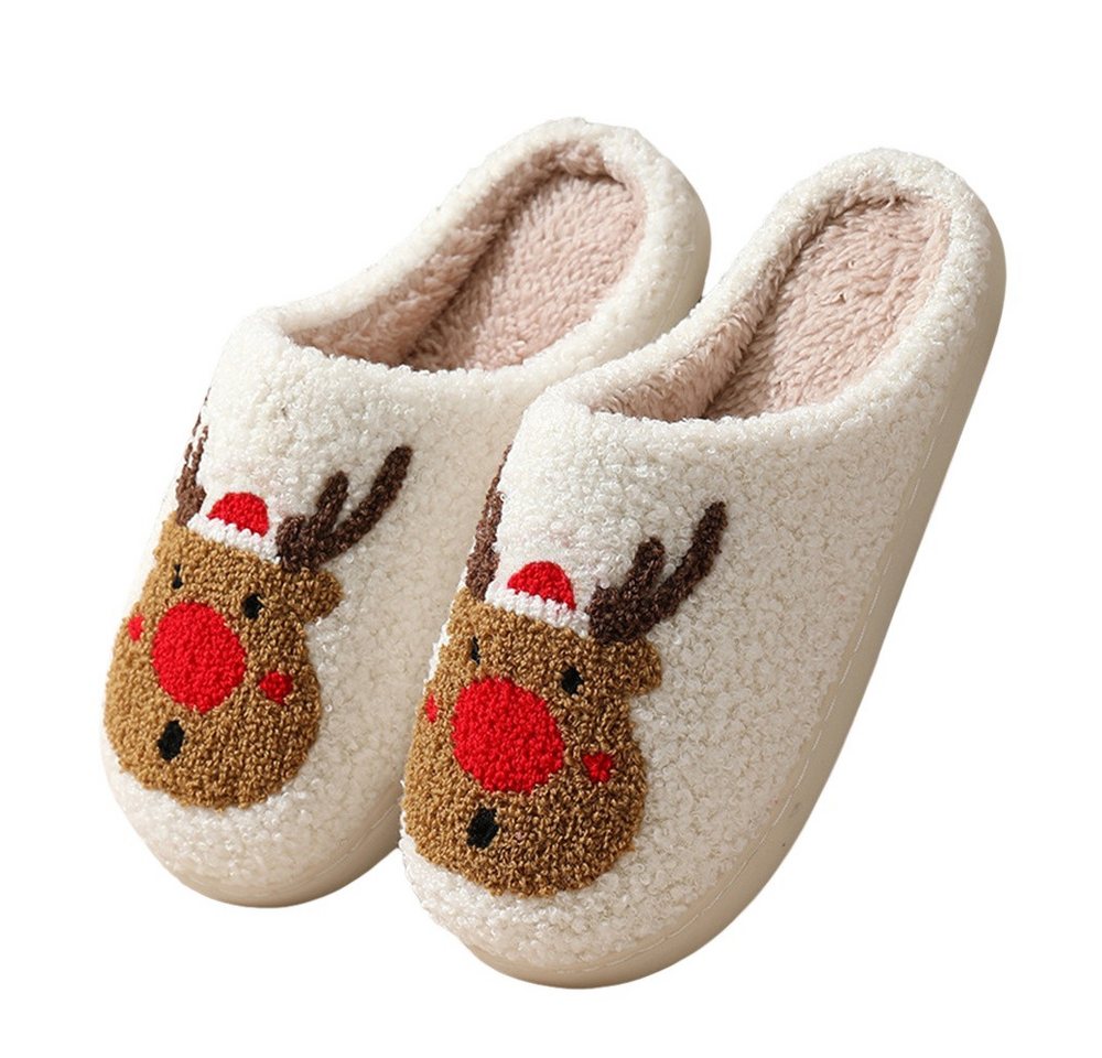 Coonoor Damen Herren Weihnachten Hausschuhe Bequeme Warme Pantoffeln Plüsch Hausschuhe Weicher Plüsch Trendiger Slipper drinnen und draußen