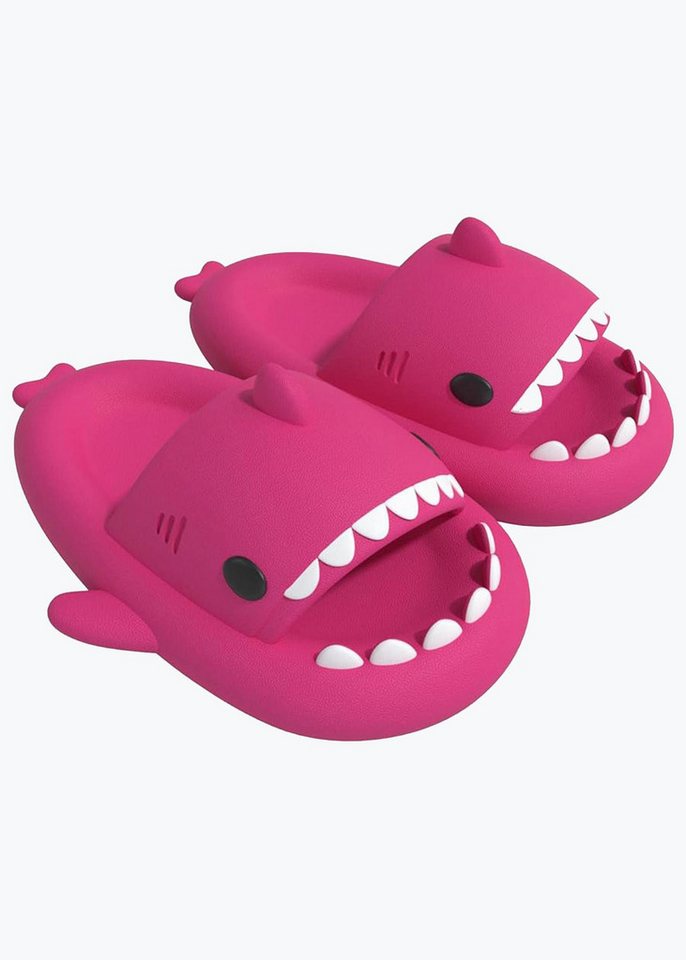 Corimori Bequeme Hai Badeschuhe im Haifisch-Design Badeschuh (Packung, Geschenk) lustige, rutschfeste, schnell trocknende Badeschlappen EU Größe 34-35