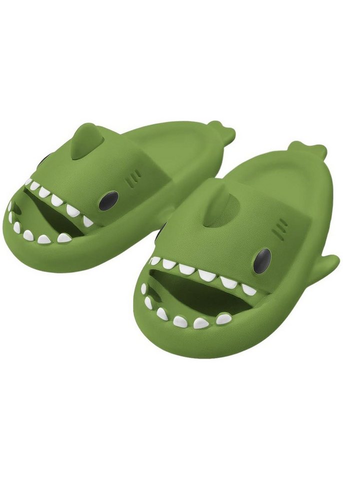 Corimori Bequeme Hai Badeschuhe im Haifisch-Design Badeschuh (Packung, Geschenk) lustige, rutschfeste, schnell trocknende Badeschlappen EU Größe 38-39