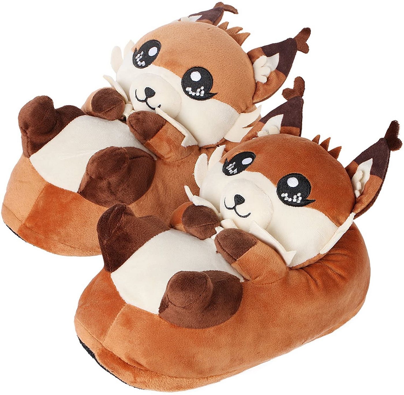 Corimori Einheitsgröße 44-48 XL Tier Pantoffeln Erwachsene Plüsch Hausschuhe (orange)