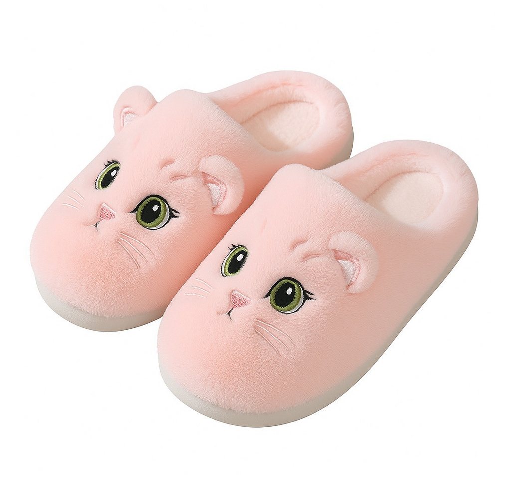 Corimori Flauschige Katzen Kätzchen Pantoffeln Plüsch Hausschuhe (Packung, Geschenk) super süße Plüsch Hausschuhe für Kinder und Erwachsene, EU Größe 40-41