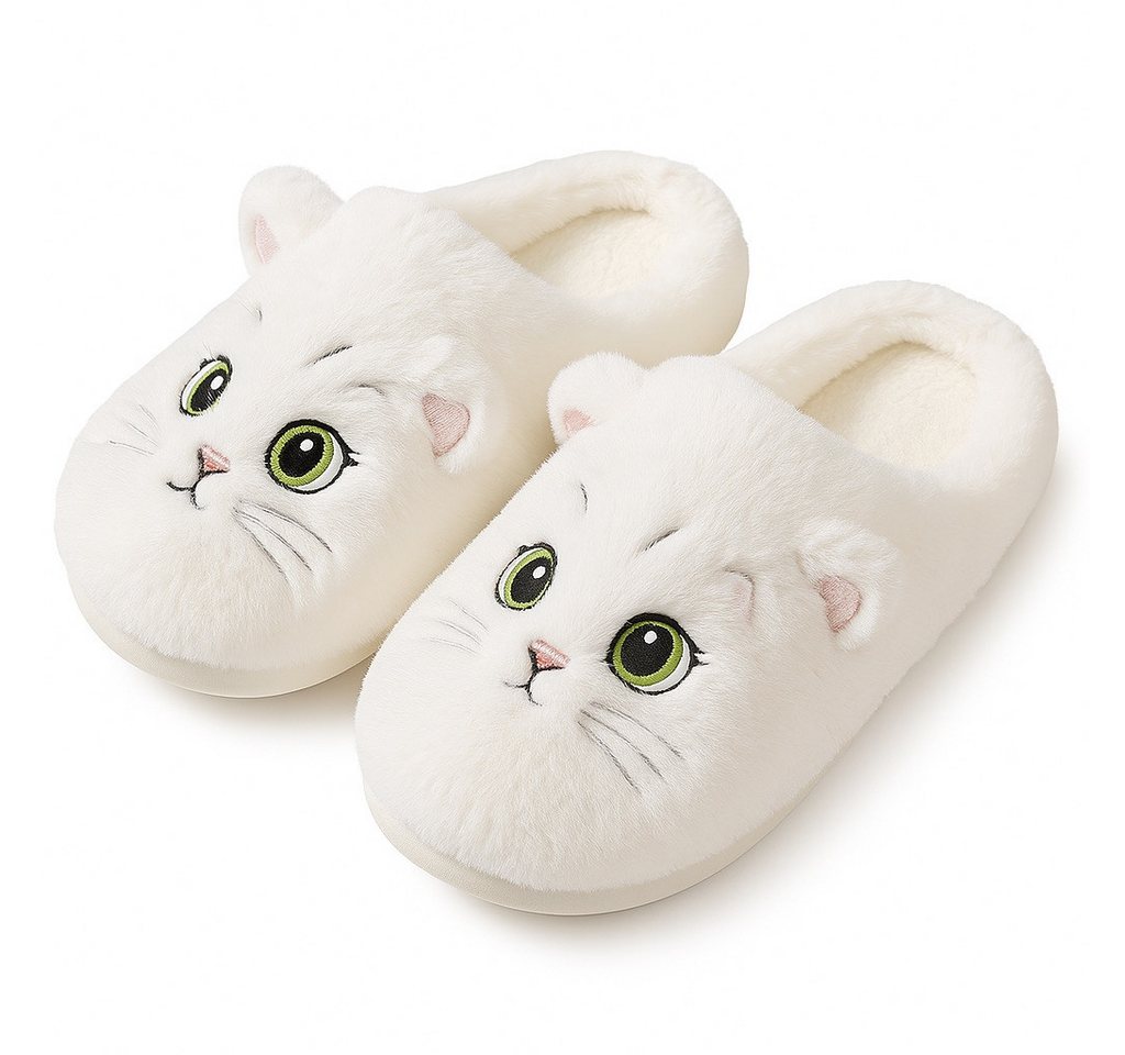Corimori Flauschige Katzen Kätzchen Pantoffeln Plüsch Hausschuhe (Packung, Geschenk) super süße Plüsch Hausschuhe für Kinder und Erwachsene, EU Größe 36-37