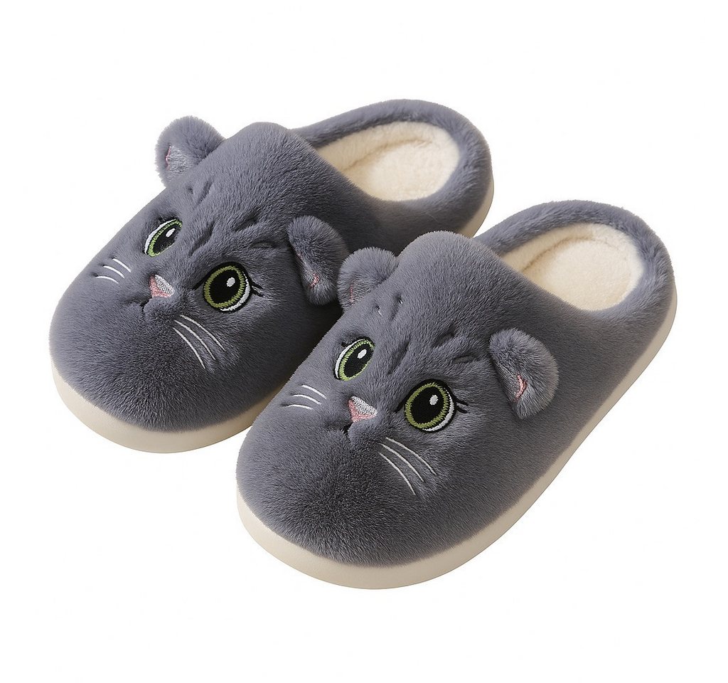 Corimori Flauschige Katzen Kätzchen Pantoffeln Plüsch Hausschuhe (Packung, Geschenk) super süße Plüsch Hausschuhe für Kinder und Erwachsene, EU Größe 38-39