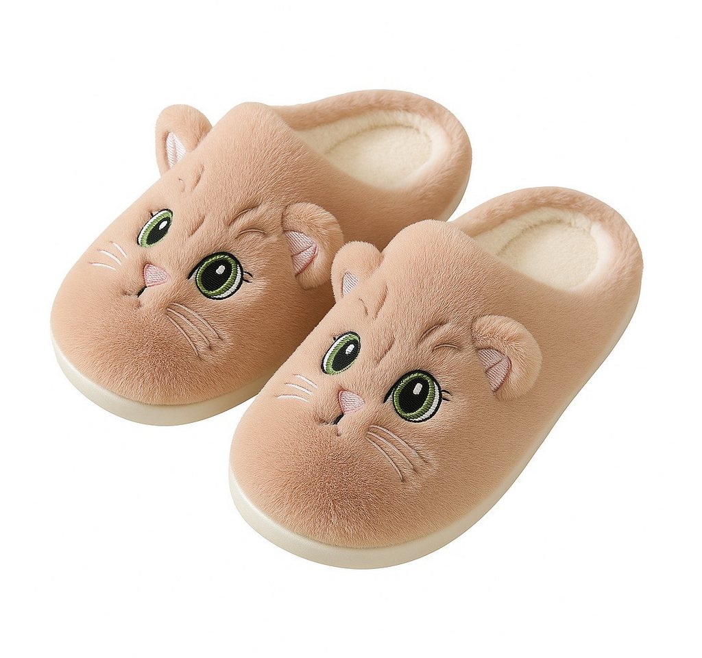 Corimori Flauschige Katzen Kätzchen Pantoffeln Plüsch Hausschuhe (Packung, Geschenk) super süße Plüsch Hausschuhe für Kinder und Erwachsene, EU Größe 36-37