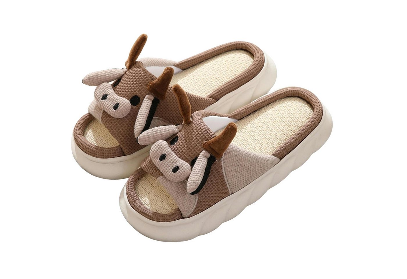Corimori Flauschige Kuh Pantoffeln im MuhKuh-Design Plüsch Hausschuhe (Packung, Geschenk) lustige Plüsch Slipper für Kinder und Erwachsene, EU Größe 34-35
