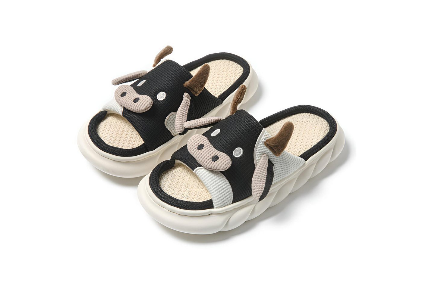 Corimori Flauschige Kuh Pantoffeln im MuhKuh-Design Plüsch Hausschuhe (Packung, Geschenk) lustige Plüsch Slipper für Kinder und Erwachsene, EU Größe 36-37