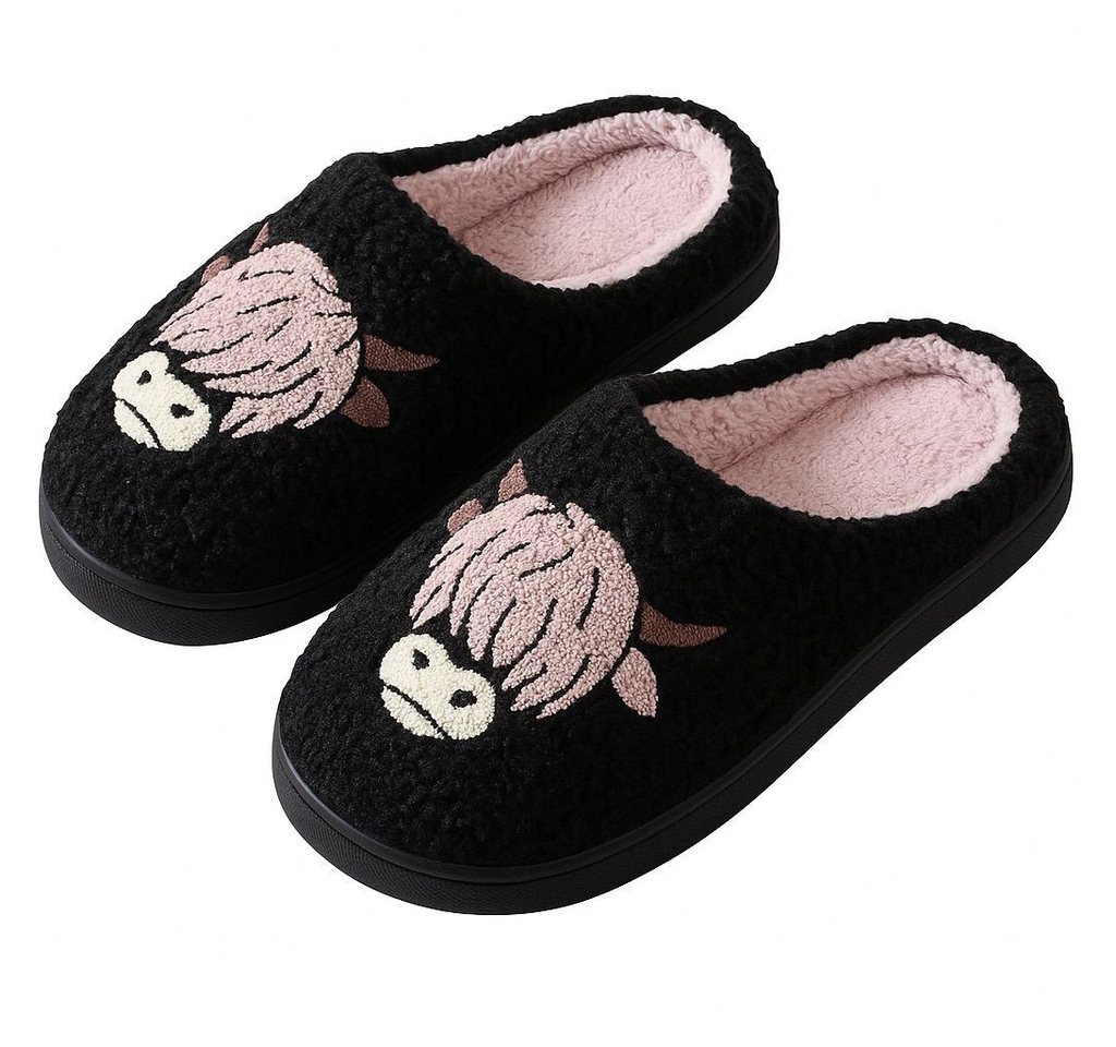 Corimori mit netten Motiven, Gr. 34-44, Antirutsch & bequem Plüsch Hausschuhe (Packung, Geschenk) Highland Cow Pantoffeln für Kinder und Erwachsene, EU Größe 42-43