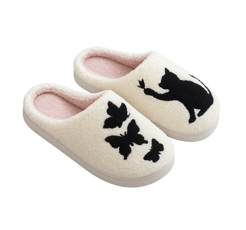 Corimori mit netten Motiven, Gr. 34-44, Antirutsch & bequem Plüsch Hausschuhe (Packung, Geschenk) Katzen Pantoffeln für Kinder und Erwachsene, EU Größe 42-43