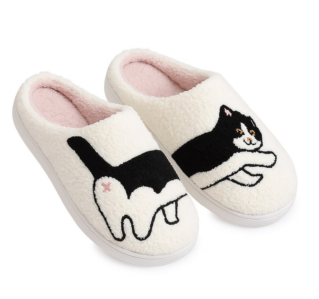 Corimori mit netten Motiven, Gr. 34-44, Antirutsch & bequem Plüsch Hausschuhe (Packung, Geschenk) Katzen Pantoffeln für Kinder und Erwachsene, EU Größe 38-39