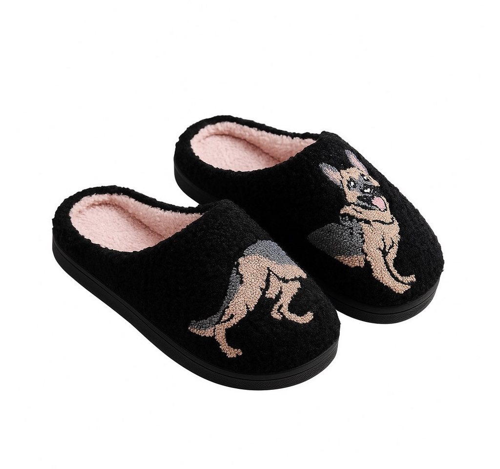 Corimori mit netten Motiven, Gr. 34-44, Antirutsch & bequem Plüsch Hausschuhe (Packung, Geschenk) Schäferhund Pantoffeln für Kinder und Erwachsene, EU Größe 36-37
