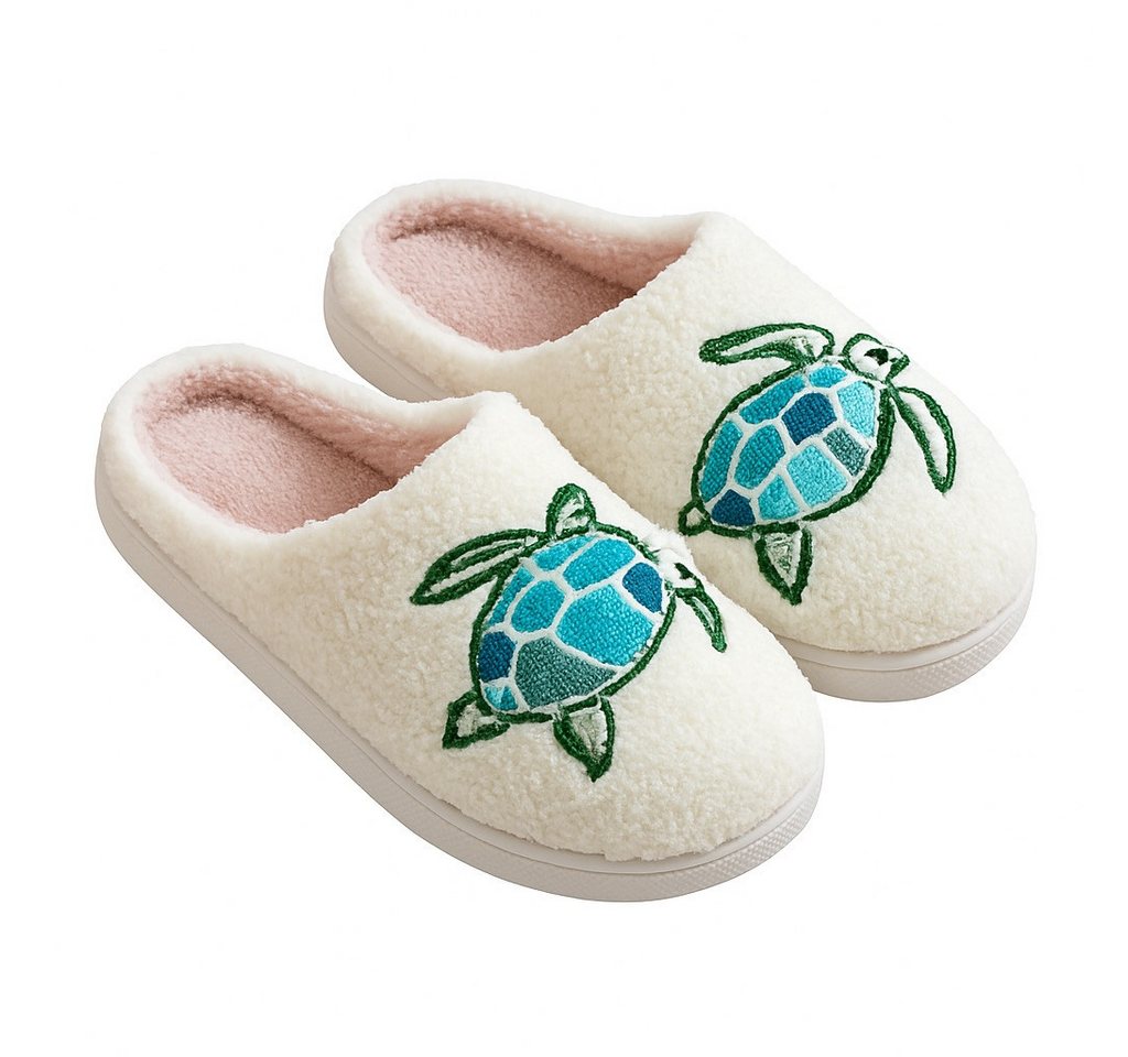 Corimori mit netten Motiven, Gr. 34-44, Antirutsch & bequem Plüsch Hausschuhe (Packung, Geschenk) Schildkröten Pantoffeln für Kinder und Erwachsene, EU Größe 34-35