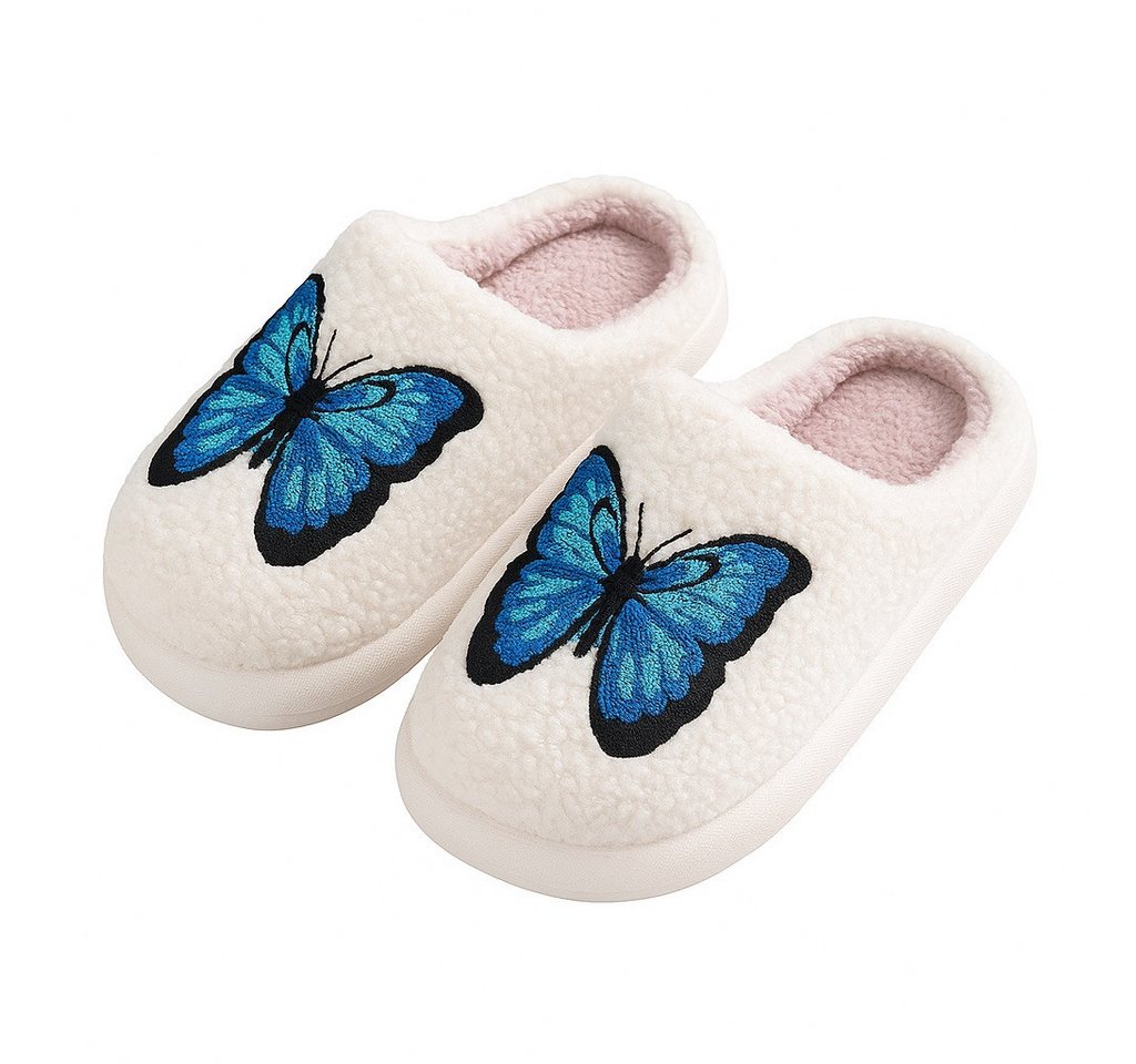 Corimori mit netten Motiven, Gr. 34-44, Antirutsch & bequem Plüsch Hausschuhe (Packung, Geschenk) Schmetterling Pantoffeln für Kinder und Erwachsene, EU Größe 34-35