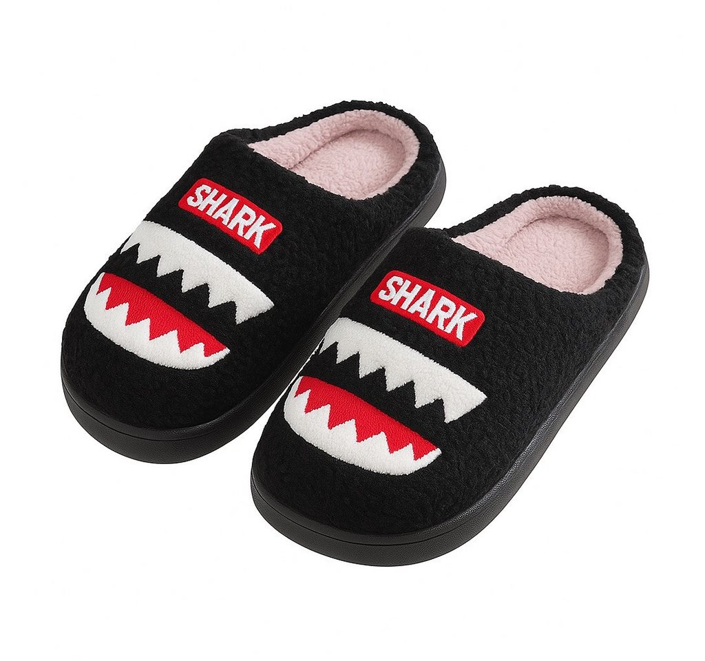 Corimori mit netten Motiven, Gr. 34-44, Antirutsch & bequem Plüsch Hausschuhe (Packung, Geschenk) Zähne Shark Pantoffeln für Kinder und Erwachsene, EU Größe 40-41