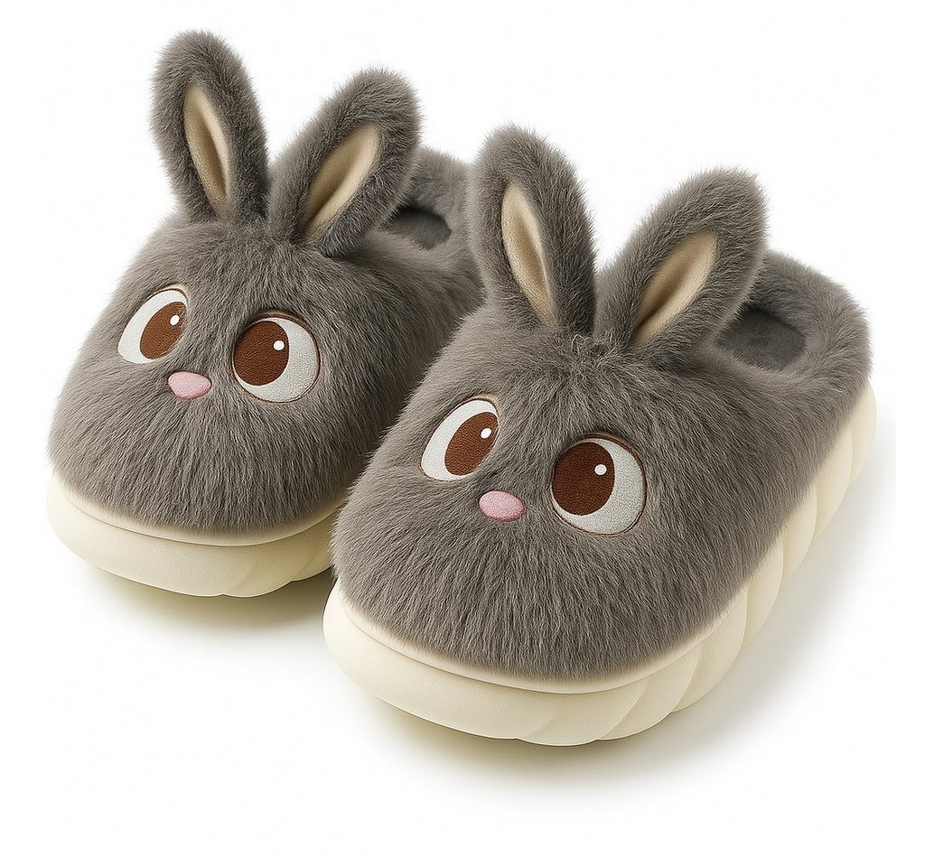Corimori Plüsch Häschen Pantoffeln, süße Hasen Designs Plüsch Hausschuhe (Packung, Geschenk) kuschelig weiche Slipper für Kinder und Erwachsene, EU Größe 36-37