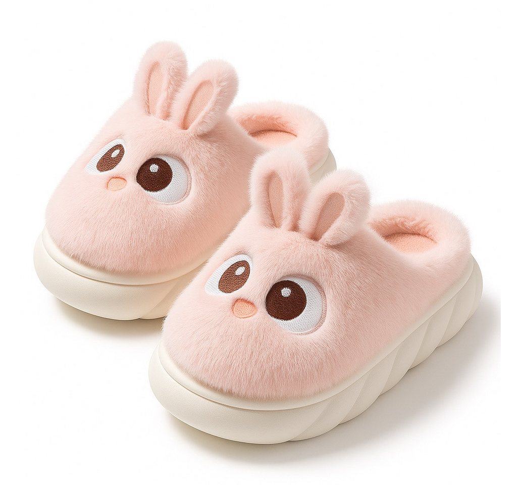 Corimori Plüsch Häschen Pantoffeln, süße Hasen Designs Plüsch Hausschuhe (Packung, Geschenk) kuschelig weiche Slipper für Kinder und Erwachsene, EU Größe 34-35