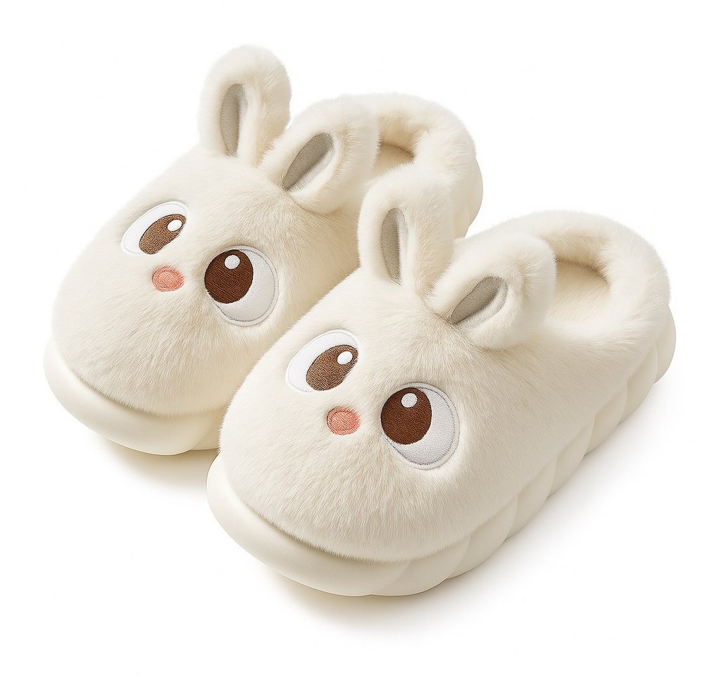 Corimori Plüsch Häschen Pantoffeln, süße Hasen Designs Plüsch Hausschuhe (Packung, Geschenk) kuschelig weiche Slipper für Kinder und Erwachsene, EU Größe 36-37
