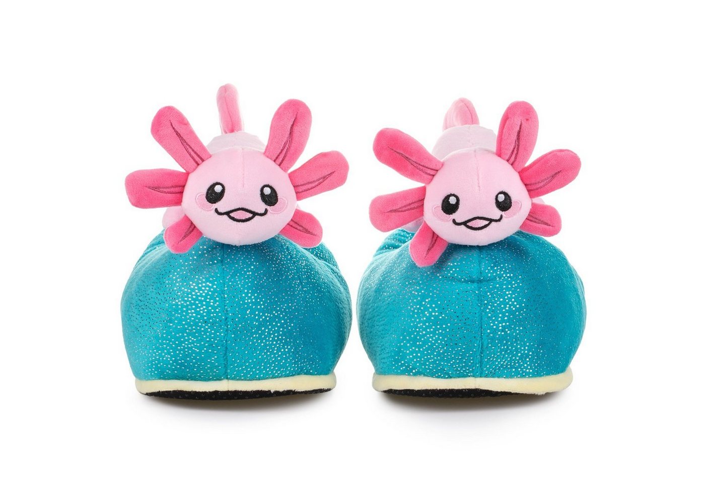 Corimori Süße Axolotl Pantoffeln, Slipper für Kinder Plüsch Hausschuhe (Packung, Geschenk) Axelotl, Axolottl, Lurch, EU Einheitsgröße 25-33,5 - Beeps der Axolotl