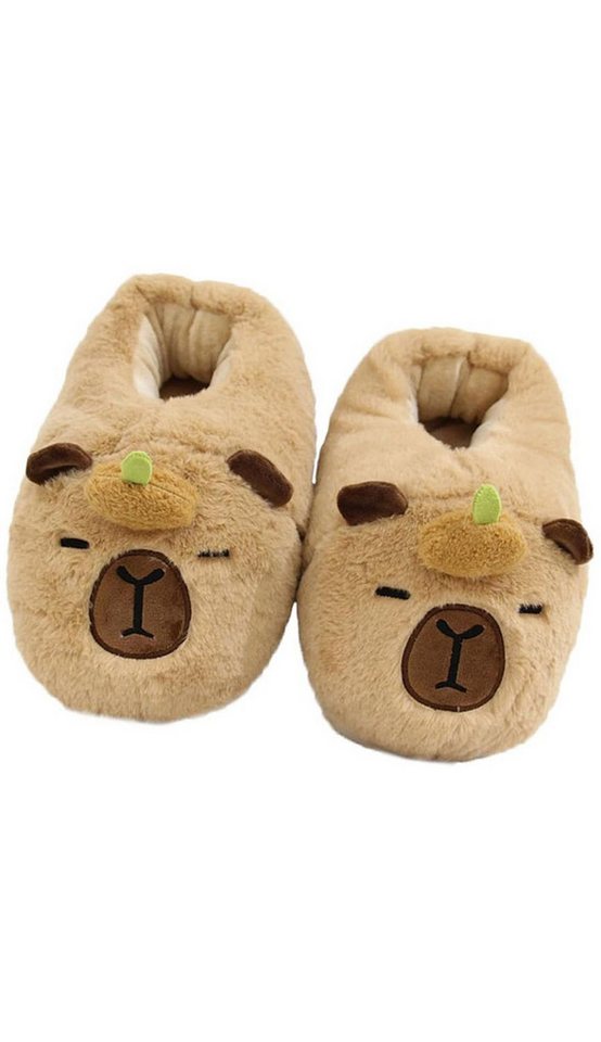 Corimori super weiche Capybara Slipper Plüsch Hausschuhe (Packung, Geschenk) Kuschelige Tierpantoffeln, Lustige Slipper EU Größe 33-40