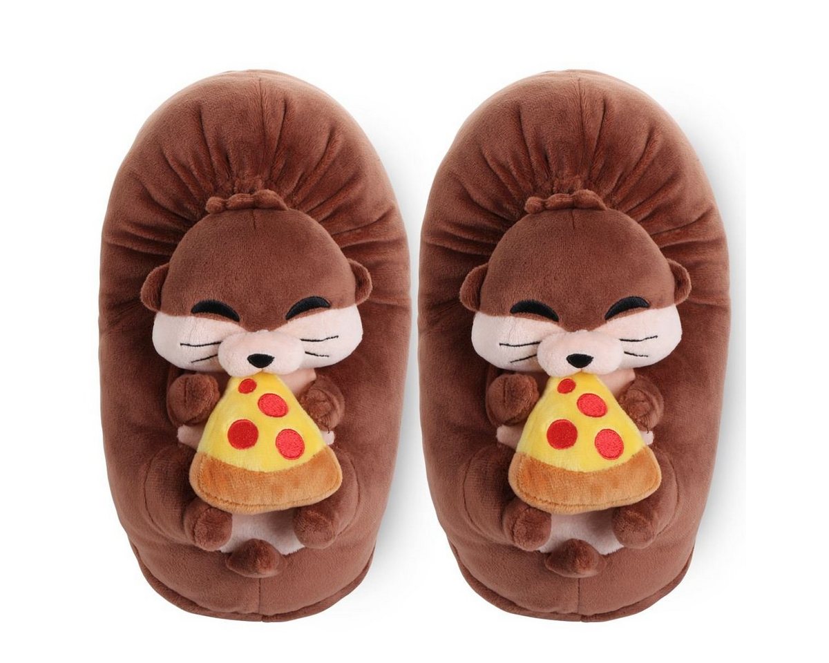 Corimori Tier Pantoffeln für Erwachsene Einheitsgröße 34-44 Plüsch Hausschuhe (Packung, Geschenk) EU Einheitsgröße 34-44, Murphy der Otter, für Kinder und Erwachsene