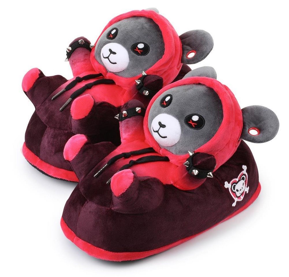 Corimori Tier Pantoffeln für Erwachsene Einheitsgröße 34-44 Plüsch Hausschuhe (Packung, Geschenk) EU Einheitsgröße 34-44, Punk Teddy Ember, Bär, Kinder und Erwachsene