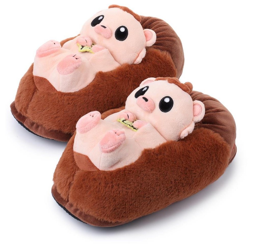 Corimori Tier Pantoffeln für Kinder Einheitsgröße 25-33,5 Plüsch Hausschuhe (Packung, Geschenk) EU Einheitsgröße 25-33,5 Poki der Igel für Kinder, Jungen, Mädchen
