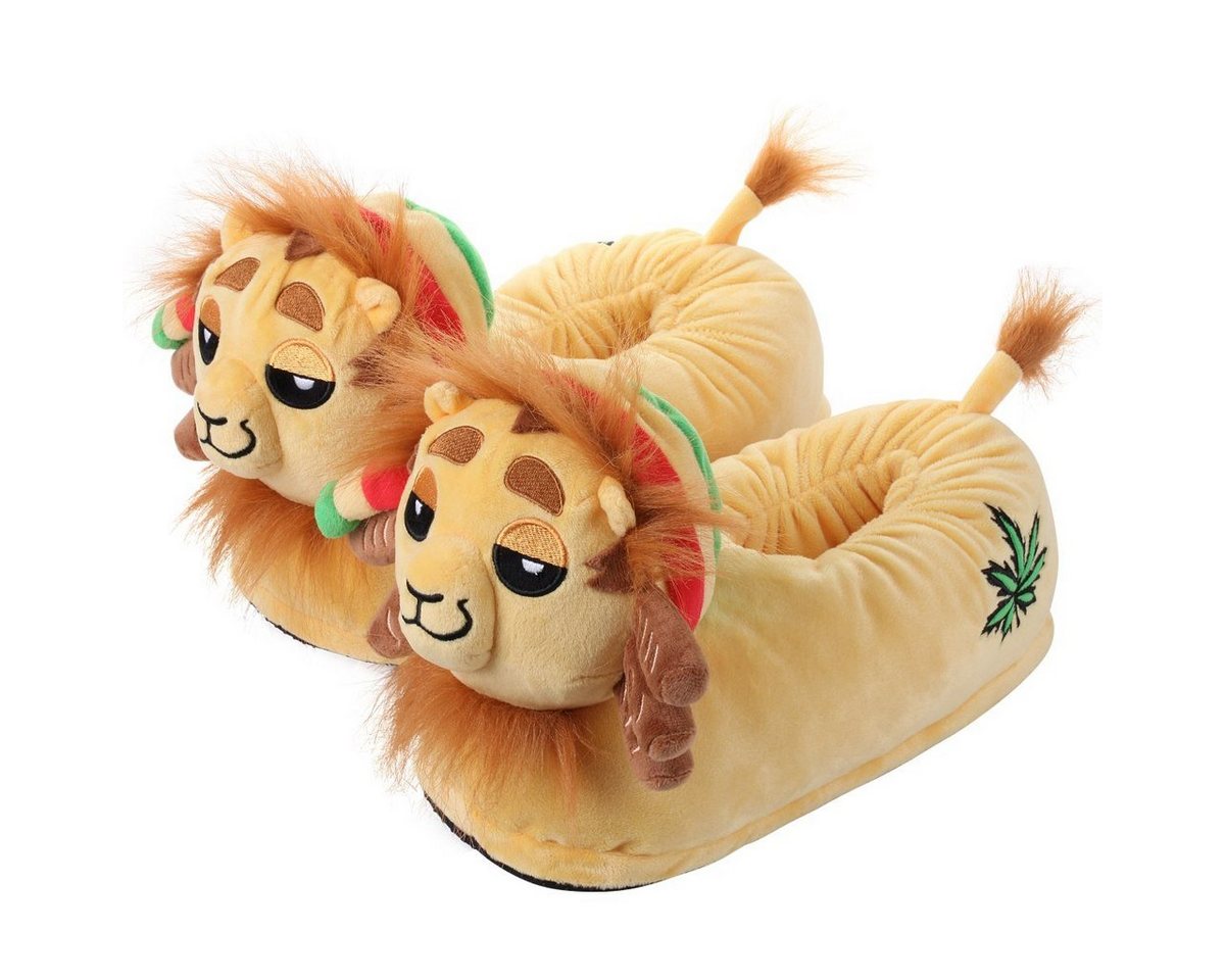 Corimori Tier Pantoffeln für Kinder Einheitsgröße 25-33,5 Plüsch Hausschuhe (Packung, Geschenk) EU Einheitsgröße 25-33,5 Rasta Löwe Benji für Kinder, Jungen, Mädchen