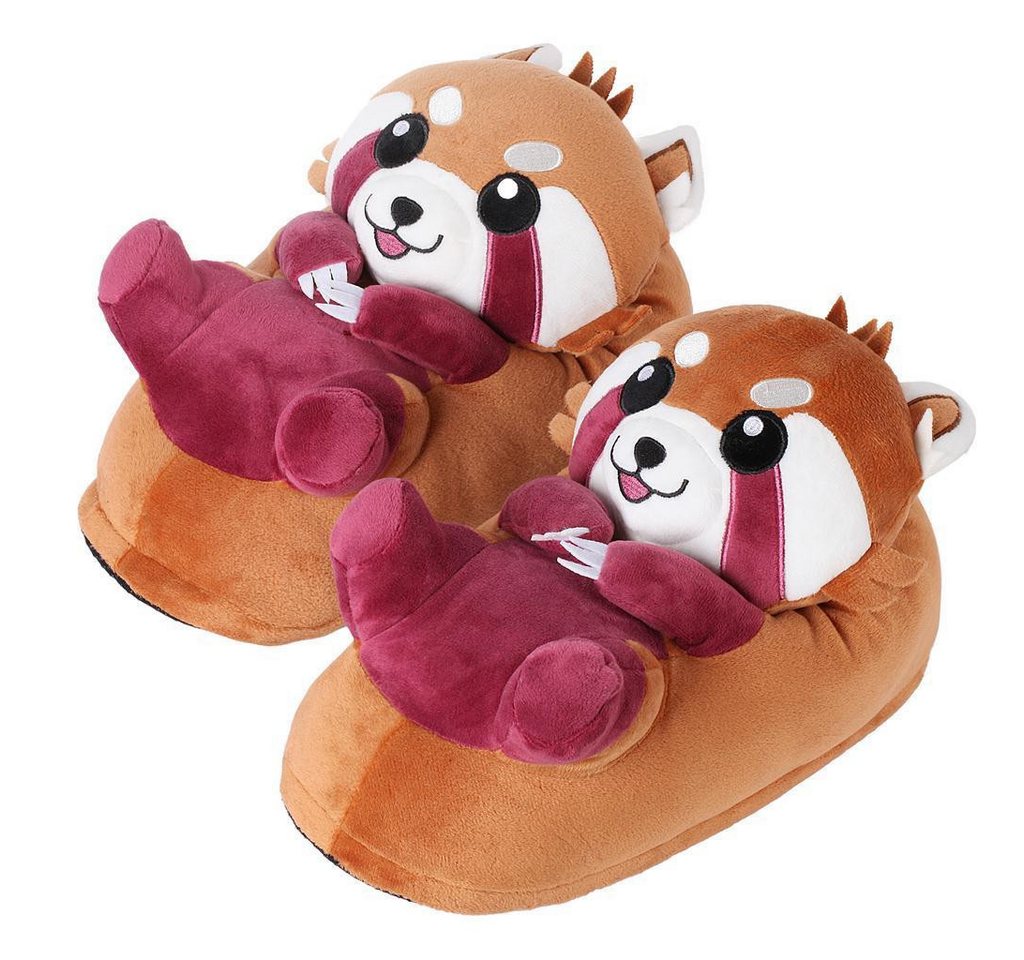 Corimori Tier Pantoffeln für Kinder Einheitsgröße 25-33,5 Plüsch Hausschuhe (Packung, Geschenk) EU Einheitsgröße 25-33,5 roter Panda Ponva für Kinder, Jungen, Mädchen