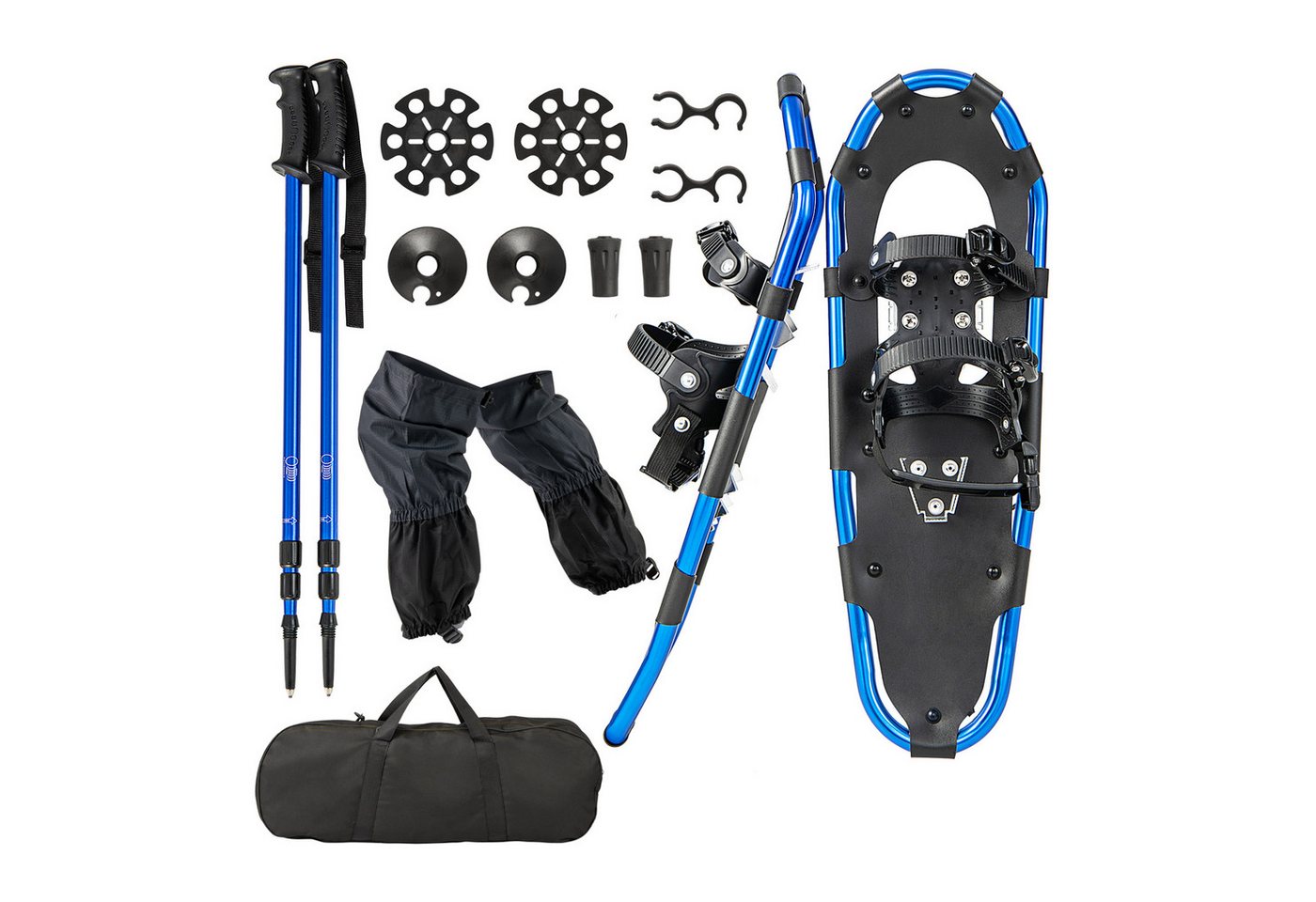 COSTWAY Schneeschuhe, 4-in-1 Schneeschuhe-Set, Schuhgröße 38-45, Navy Blau