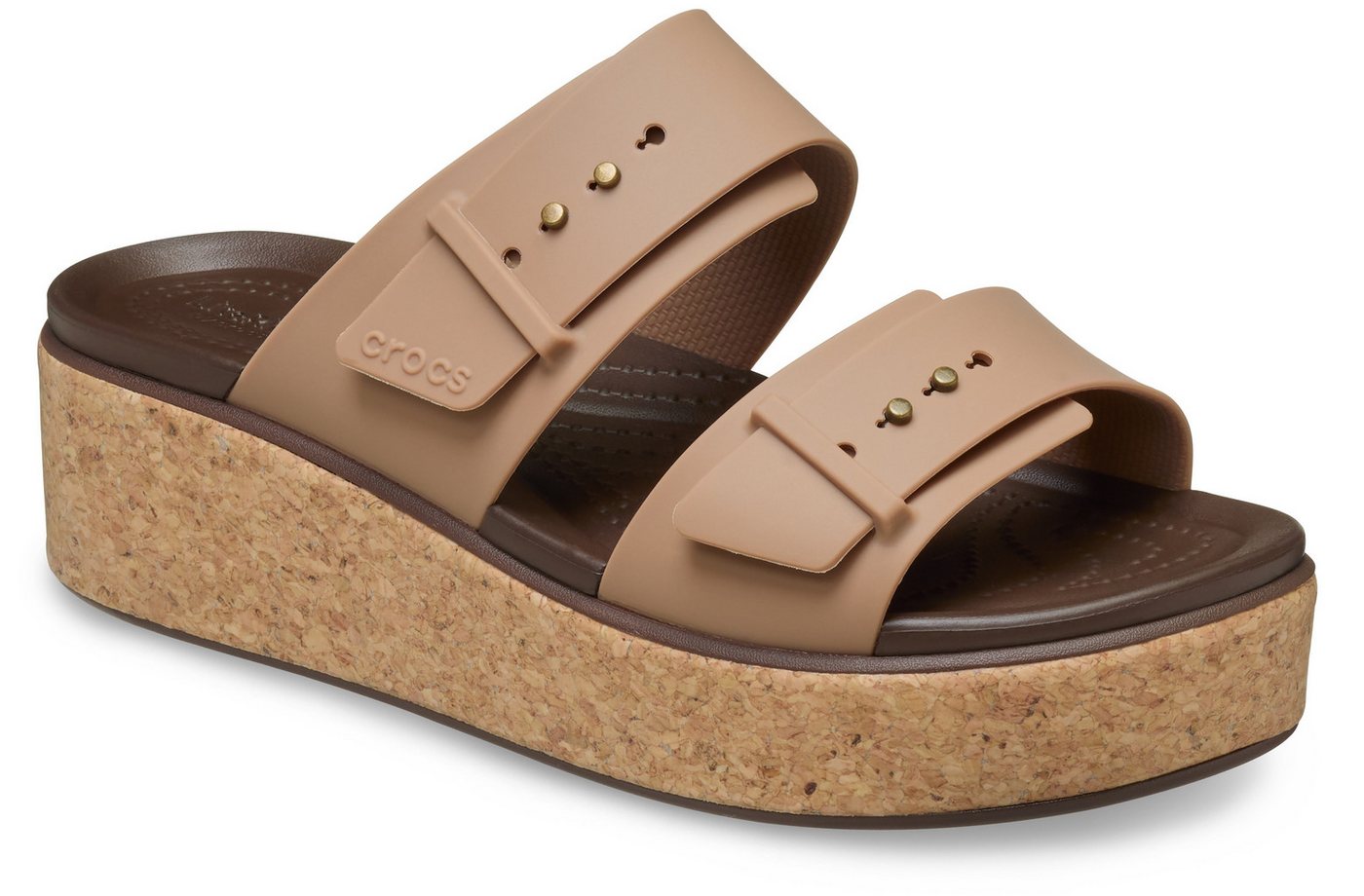 Crocs Brooklyn Cork Buckle Keilpantolette, Keilsandale, Plateausandale mit LiteRide™ Schaumfußbett