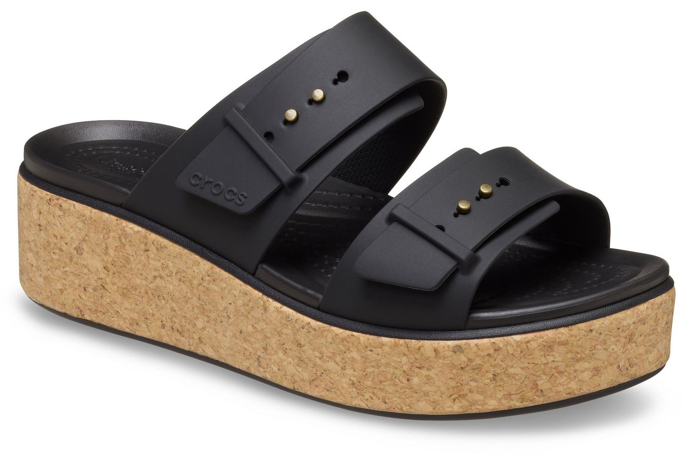 Crocs Brooklyn Cork Buckle Keilpantolette, Keilsandale, Plateausandale mit LiteRide™ Schaumfußbett