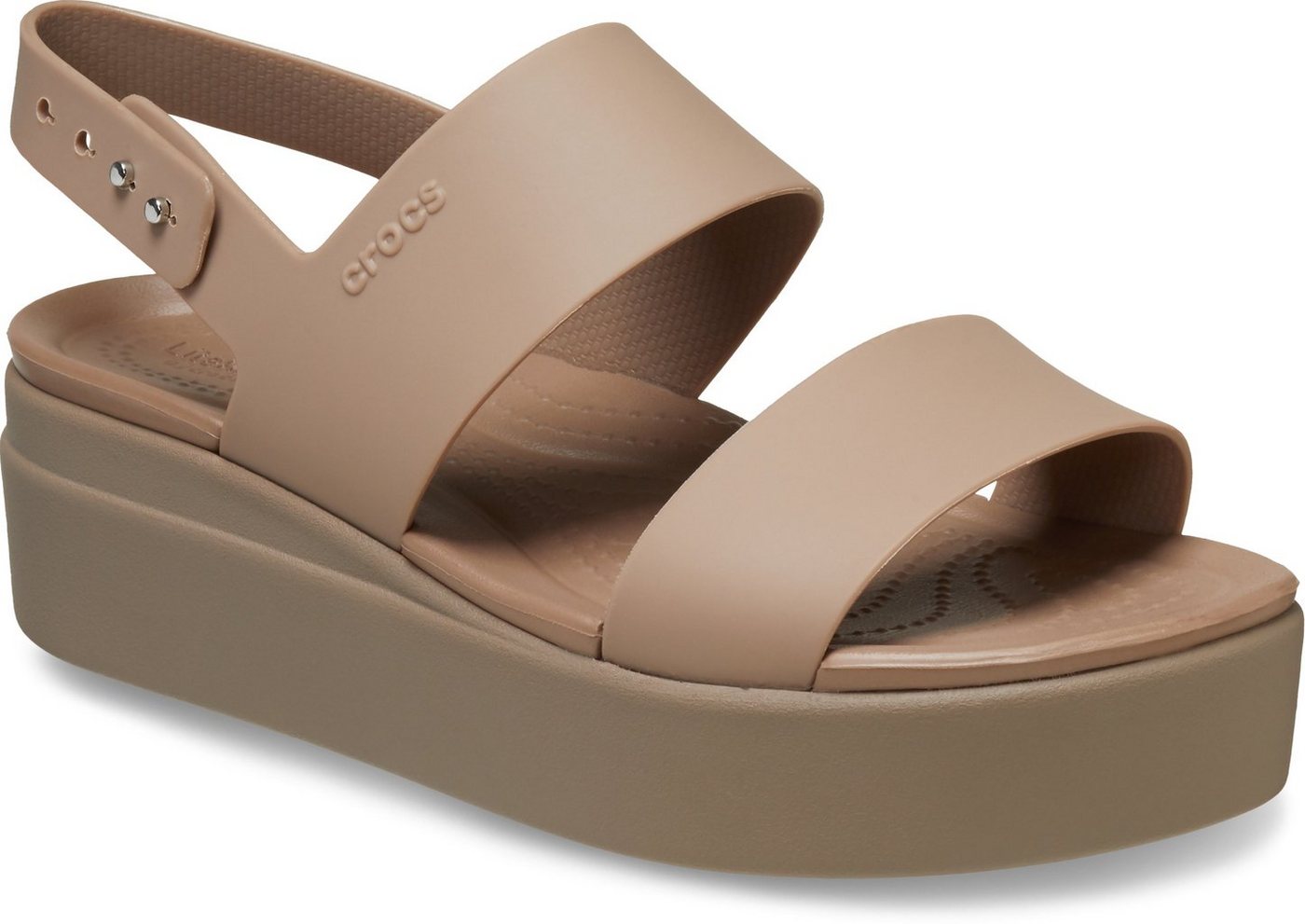 Crocs Brooklyn Low Wedge Keilsandalette, Sommerschuh, Sandale, Keilabsatz, mit modischer Plateausohle (latte/mushroom)
