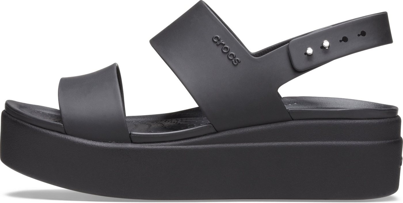 Crocs Brooklyn Low Wedge Keilsandalette, Sommerschuh, Sandale, Keilabsatz, mit modischer Plateausohle (schwarz)